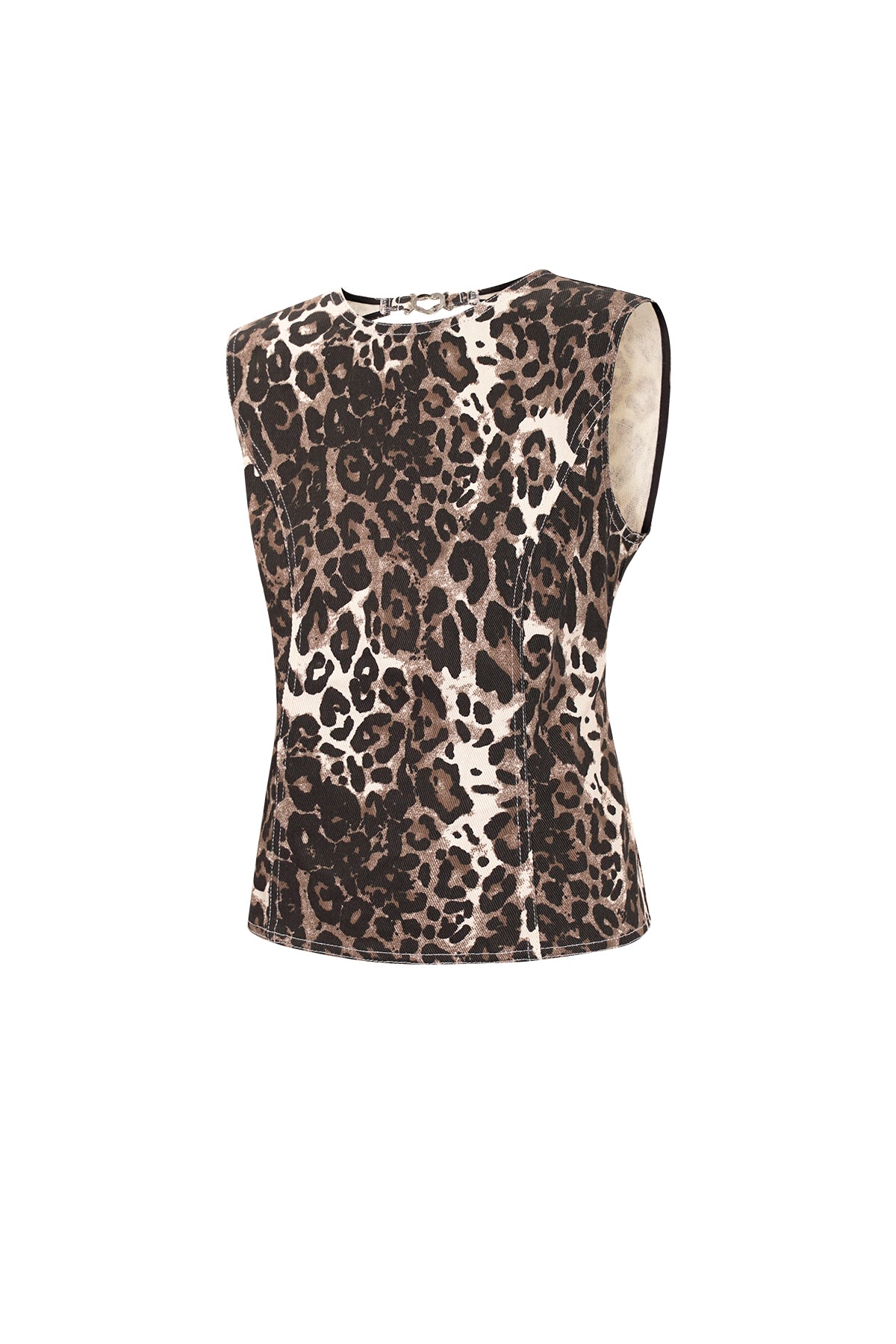 Cotton Woven Sleeveless Top Leopard Print Sexy Spring/Summer