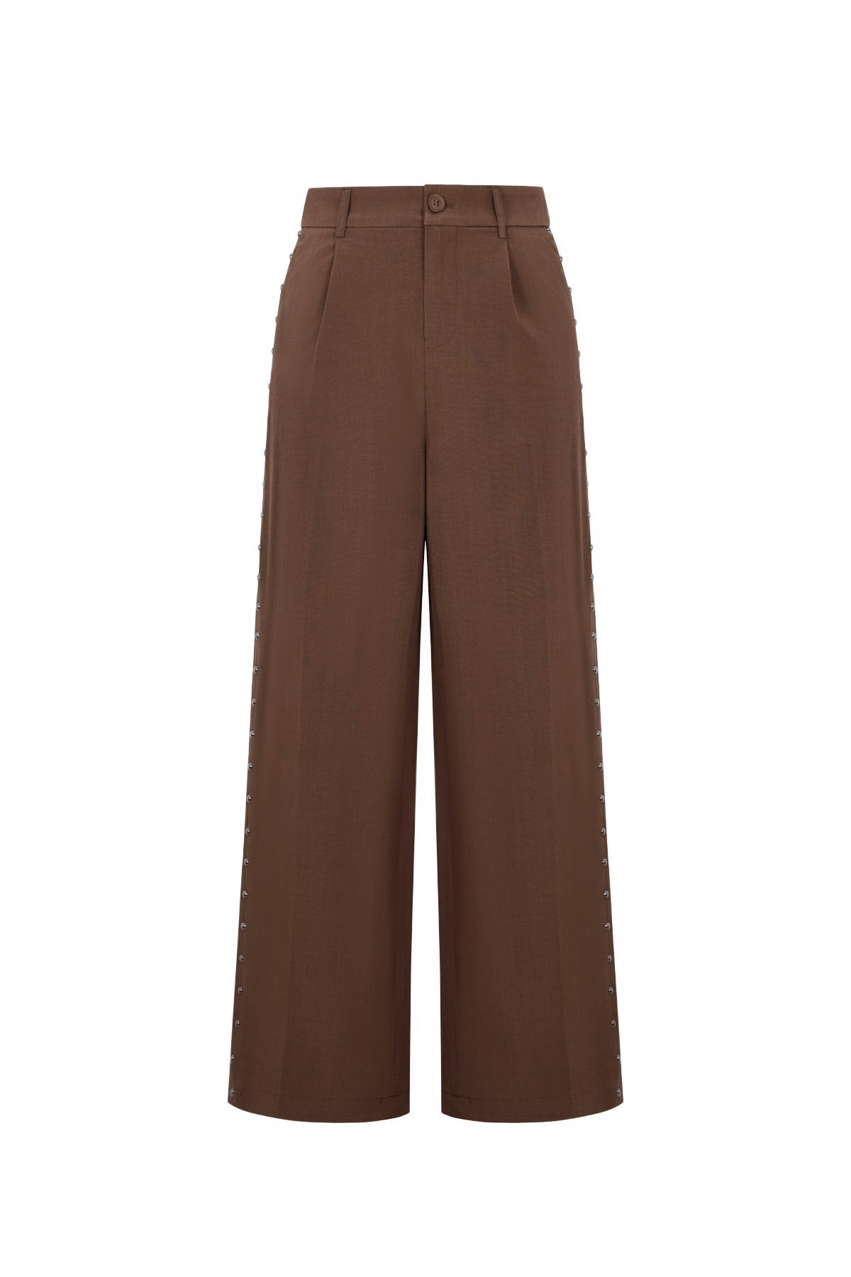 Geweven Polyestervezel Vrouwen Brede Broek Elegante Solide Kleur Herfst/Winter